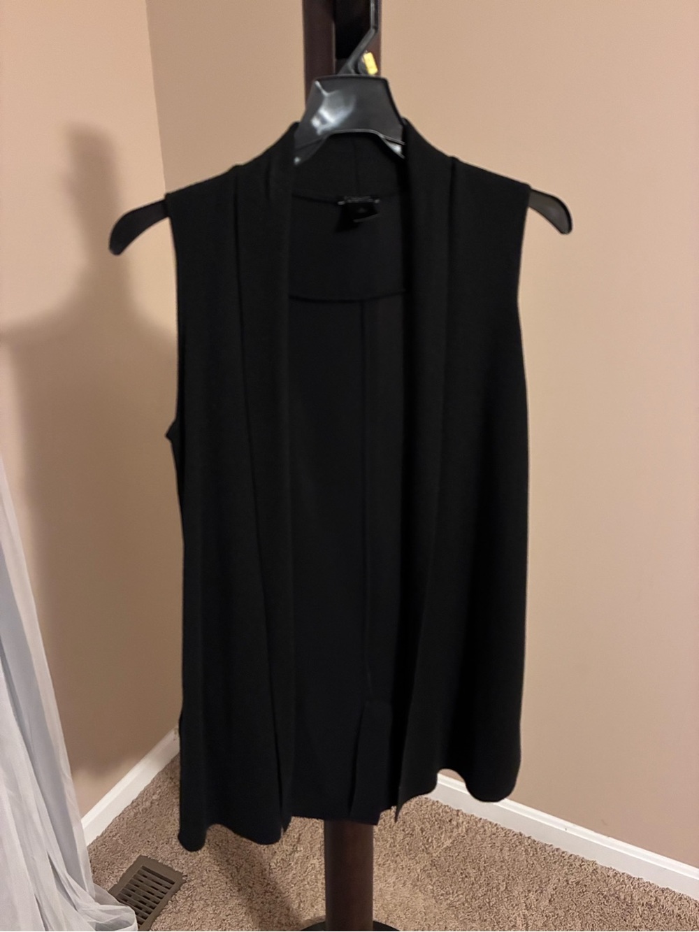 Black Sleeveless Open Front Vest Top